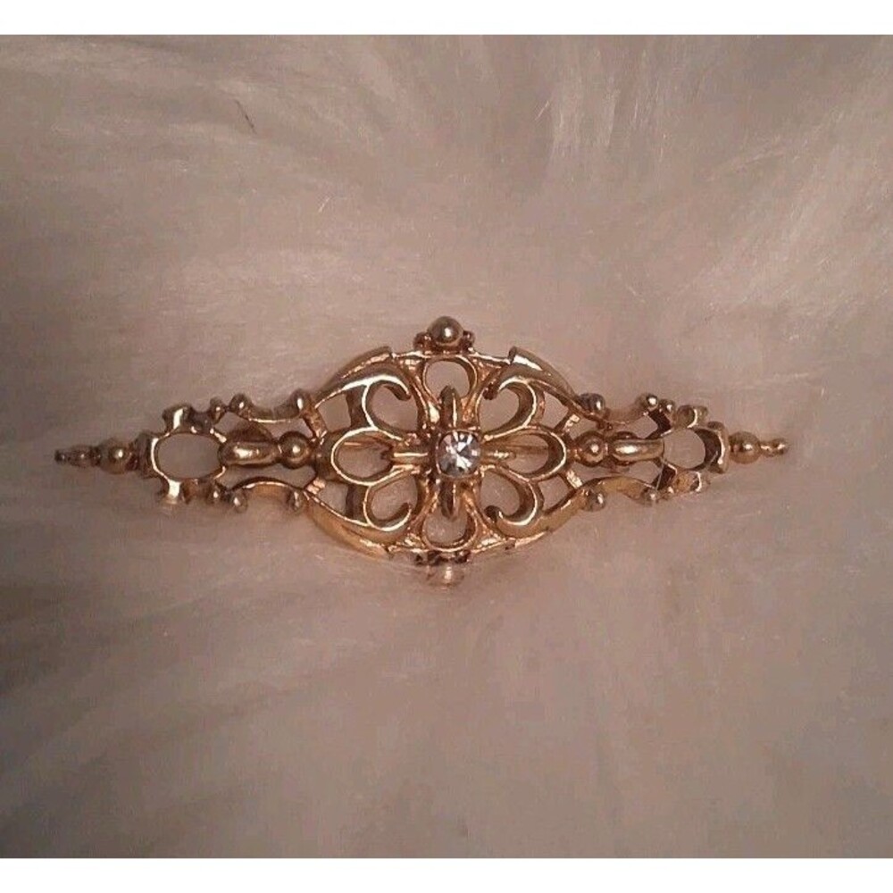 Vintage Jewelry: Victorian Revival Faux Diamond Bar Brooch